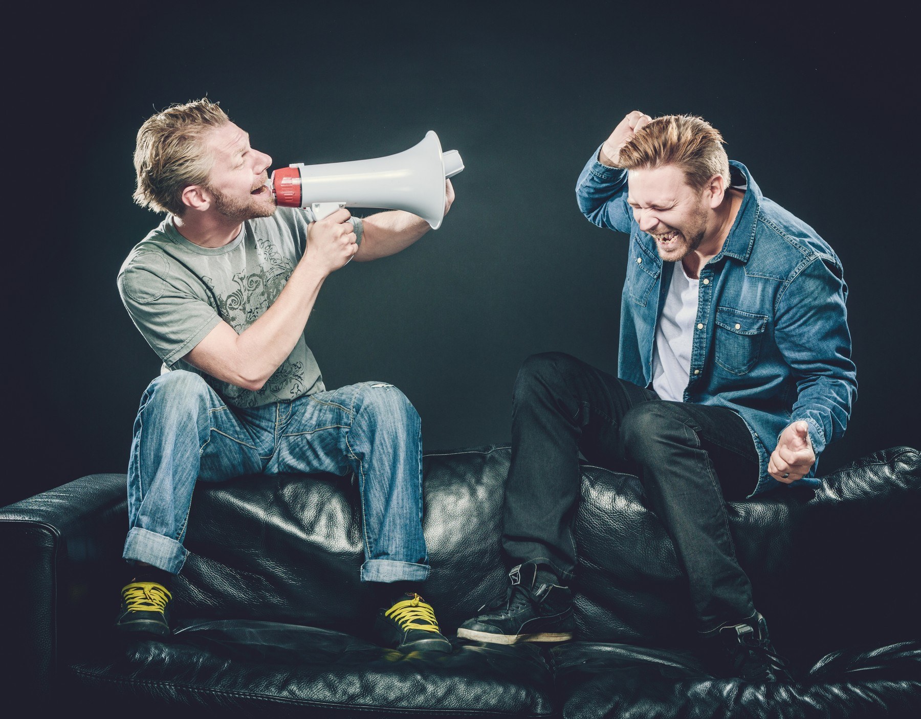 Filip Mårdberg and Fredrik Gilenholt, creators of Tripticon and Ticon, in an official Ticon press-kit photograph.